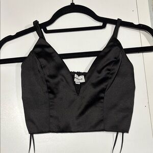 superdown Black Satin Camisole Top